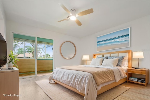 4346 Rayfield Dr Unit 4346, Sarasota, FL 34243 - bedroom featuring access to outside, light wood finished floors, and ceiling fan