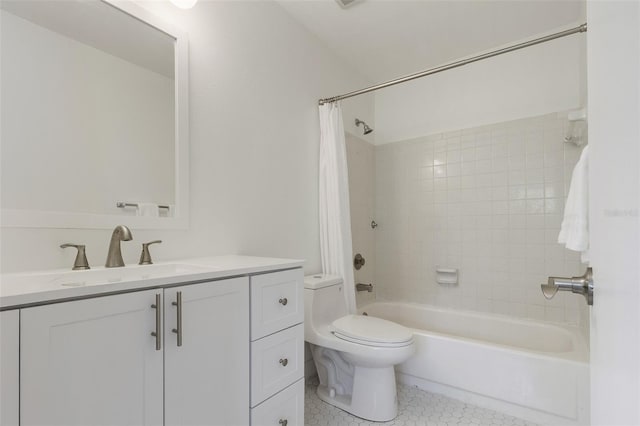 4346 Rayfield Dr Unit 4346, Sarasota, FL 34243 - bathroom featuring vanity, shower / tub combo, toilet, and tile patterned flooring