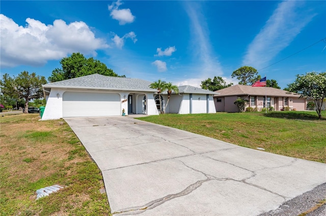 891 Bayard St, Port Charlotte, FL 33948 - ranch-style home featuring an attached garage, a front lawn, concrete driveway, and stucco siding