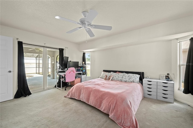 891 Bayard St, Port Charlotte, FL 33948 - bedroom featuring carpet flooring, access to outside, ceiling fan, and a desk