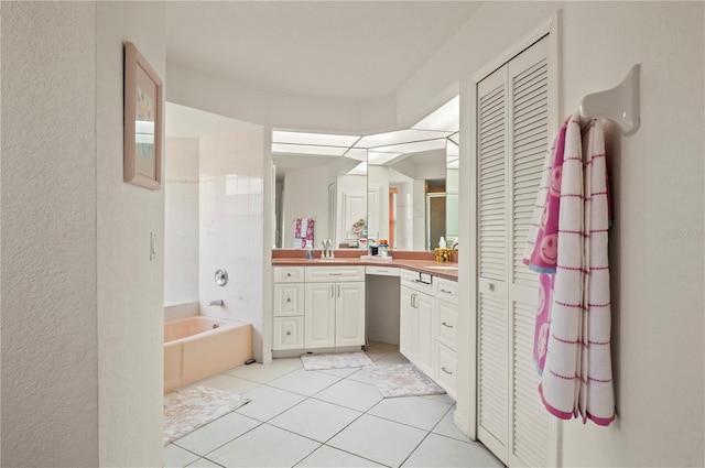 891 Bayard St, Port Charlotte, FL 33948 - full bathroom with vanity, a tub to relax in, tile patterned floors, a closet, and a shower