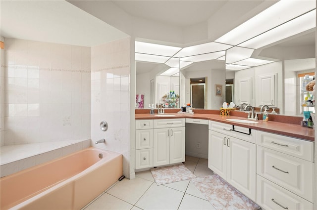 891 Bayard St, Port Charlotte, FL 33948 - full bathroom featuring vanity, a shower, tile patterned flooring, and a tub to relax in
