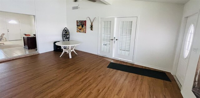 24239 Yacht Club Blvd, Punta Gorda, FL 33955 - entrance foyer with wood finished floors, french doors, and a ceiling fan