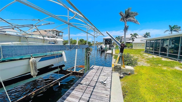 24239 Yacht Club Blvd, Punta Gorda, FL 33955 - dock area with a water view and a yard