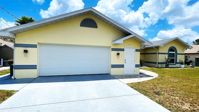 2399 Bendway Dr, Port Charlotte, FL 33948 - single story home featuring stucco siding, driveway, a front lawn, and a garage