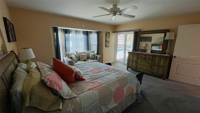 2399 Bendway Dr, Port Charlotte, FL 33948 - carpeted bedroom featuring access to exterior and a ceiling fan