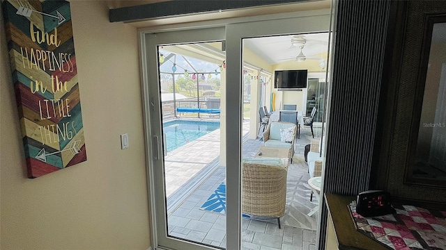 2399 Bendway Dr, Port Charlotte, FL 33948 - entryway featuring a ceiling fan and a sunroom