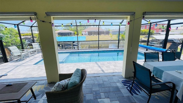 2399 Bendway Dr, Port Charlotte, FL 33948 - outdoor pool with glass enclosure and a patio area