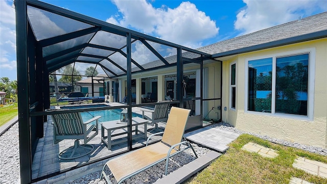 2399 Bendway Dr, Port Charlotte, FL 33948 - view of patio / terrace featuring glass enclosure and an outdoor pool
