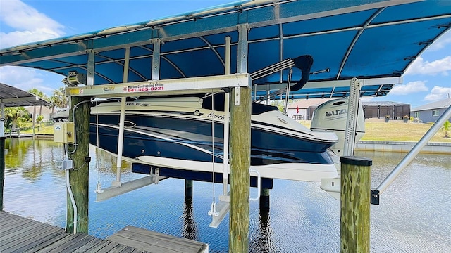 2399 Bendway Dr, Port Charlotte, FL 33948 - dock with boat lift and a water view