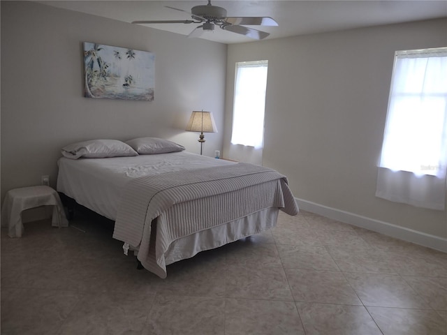 9986 SW Riverview Cir, Arcadia, FL 34269 - bedroom with a ceiling fan and light tile patterned flooring