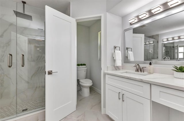 229 Waterside St, Port Charlotte, FL 33954 - bathroom with marble finish floors, a marble finish shower, and vanity