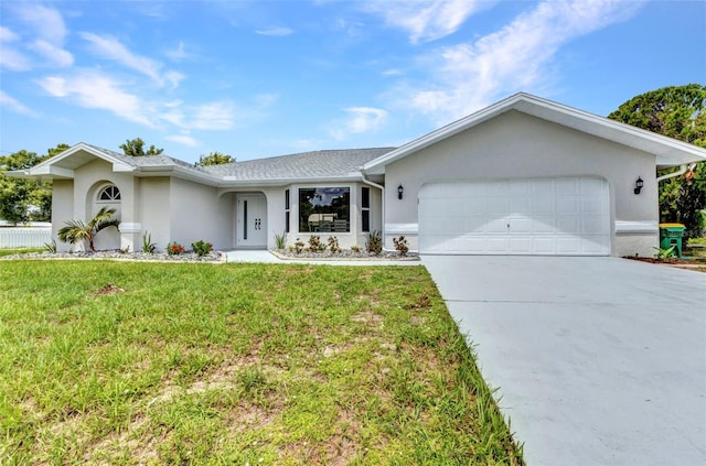 229 Waterside St, Port Charlotte, FL 33954 - ranch-style house with a garage, stucco siding, concrete driveway, and a front yard