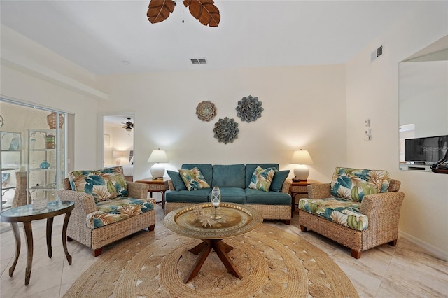 1812 Birmingham Blvd, Punta Gorda, FL 33980 - living area featuring a ceiling fan and light tile patterned flooring