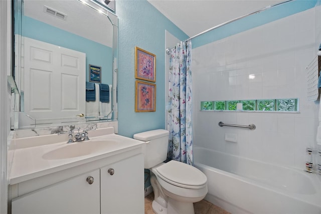 1812 Birmingham Blvd, Punta Gorda, FL 33980 - bathroom with vanity, shower / bathtub combination with curtain, and a textured wall