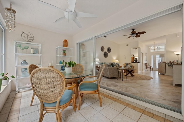 1812 Birmingham Blvd, Punta Gorda, FL 33980 - dining area featuring light tile patterned floors, ceiling fan, and a chandelier