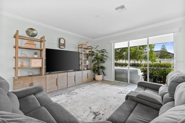 16176 Lotus Way, Punta Gorda, FL 33982 - living area with ornamental molding, wood finished floors, and baseboards