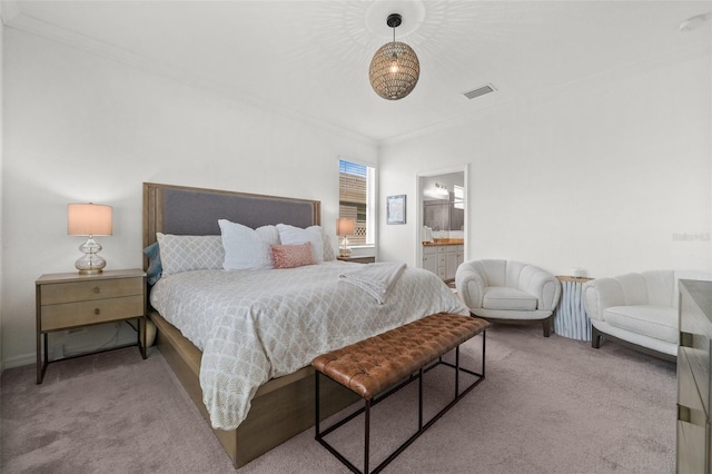 16176 Lotus Way, Punta Gorda, FL 33982 - bedroom with carpet flooring, ornamental molding, and connected bathroom
