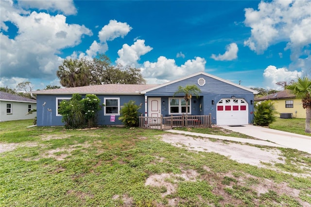 4583 S Salford Blvd, North Port, FL 34287 - ranch-style house featuring concrete driveway, an attached garage, a front yard, and stucco siding