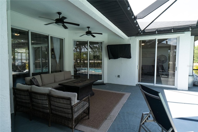 6794 Loffreda Ave, North Port, FL 34291 - view of patio with outdoor lounge area and a ceiling fan