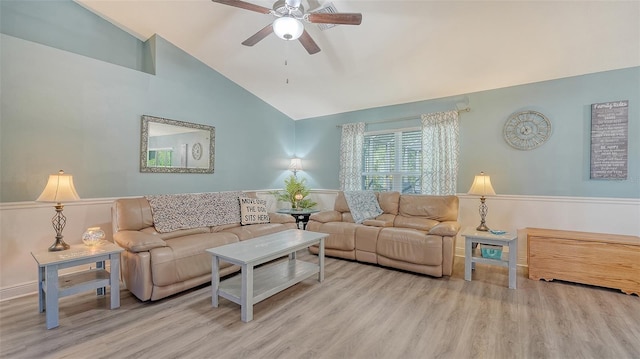 237 Strasburg Dr, Port Charlotte, FL 33954 - living room featuring ceiling fan, wood finished floors, and high vaulted ceiling