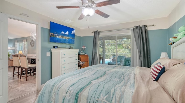 237 Strasburg Dr, Port Charlotte, FL 33954 - bedroom with access to exterior and a ceiling fan