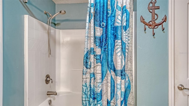 237 Strasburg Dr, Port Charlotte, FL 33954 - full bath with shower / tub combo with curtain and a textured wall
