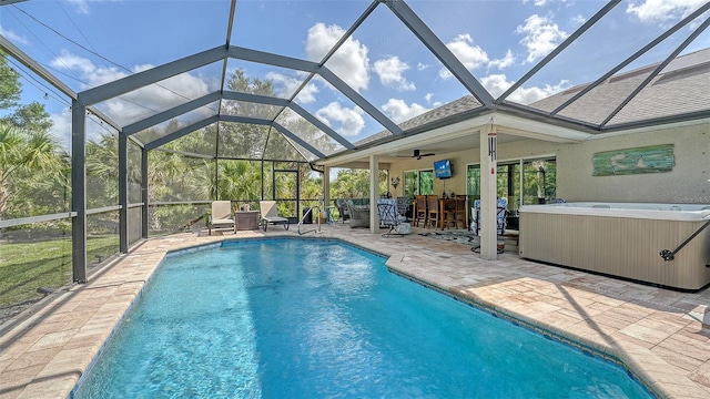 237 Strasburg Dr, Port Charlotte, FL 33954 - swimming pool with a patio area, a hot tub, and a lanai