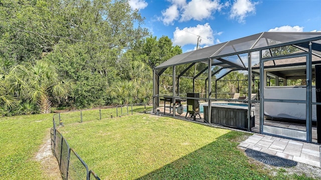 237 Strasburg Dr, Port Charlotte, FL 33954 - view of yard with a jacuzzi, an outdoor pool, a patio, and a lanai