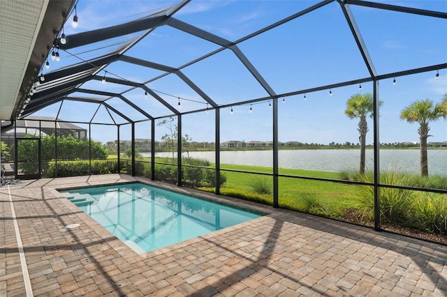 42346 Waterfront Way, Punta Gorda, FL 33982 - outdoor pool with a patio area, a water view, and a lanai