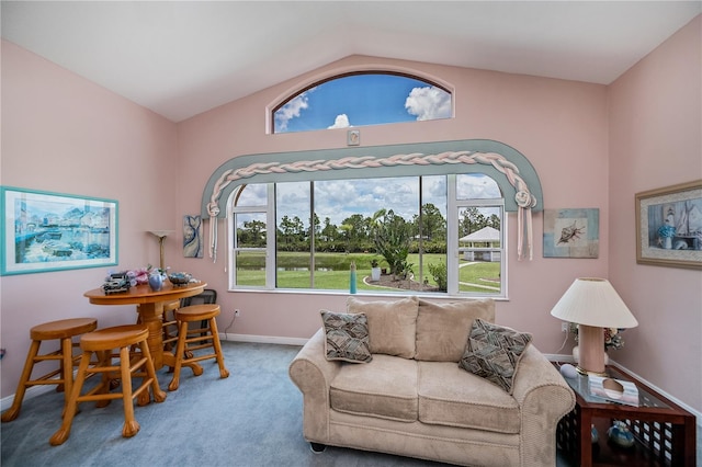 17400 White Water Ct, Punta Gorda, FL 33982 - carpeted living area featuring lofted ceiling and plenty of natural light