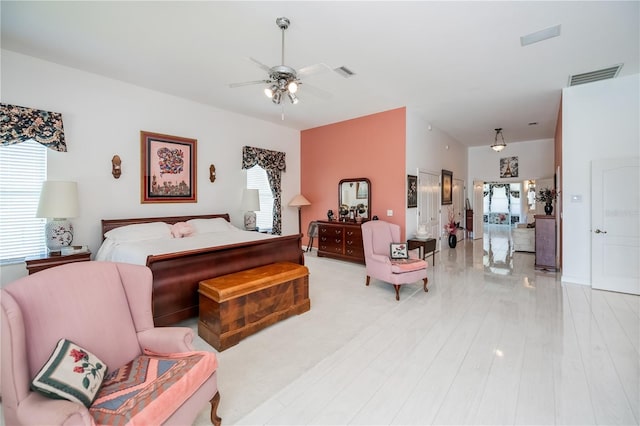 17400 White Water Ct, Punta Gorda, FL 33982 - bedroom with light wood finished floors and ceiling fan