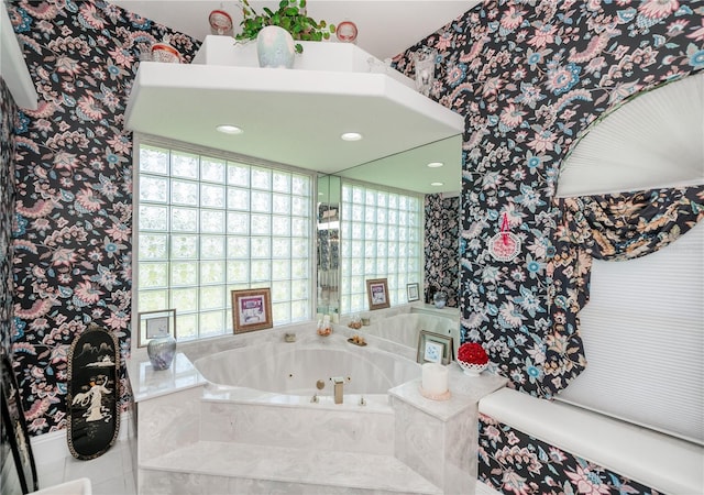17400 White Water Ct, Punta Gorda, FL 33982 - full bathroom with wallpapered walls, a whirlpool tub, and plenty of natural light