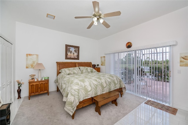 17400 White Water Ct, Punta Gorda, FL 33982 - bedroom with access to exterior and ceiling fan