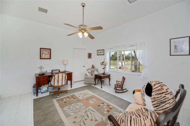 17400 White Water Ct, Punta Gorda, FL 33982 - tiled living area featuring a ceiling fan