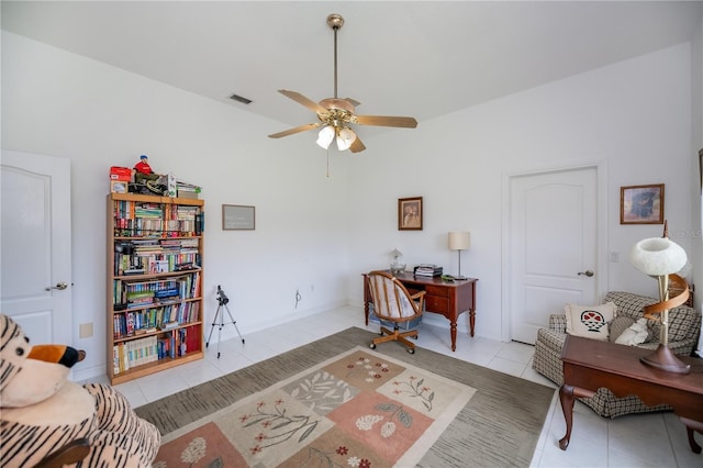 17400 White Water Ct, Punta Gorda, FL 33982 - tiled office space with ceiling fan and vaulted ceiling