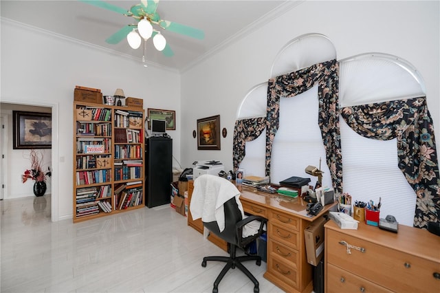 17400 White Water Ct, Punta Gorda, FL 33982 - office with crown molding and a ceiling fan