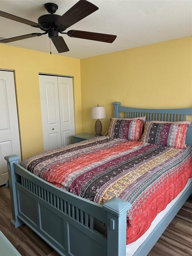 26129 Madras Ct, Punta Gorda, FL 33983 - bedroom with wood finished floors and a ceiling fan