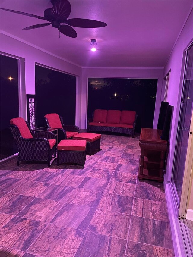 26129 Madras Ct, Punta Gorda, FL 33983 - view of patio / terrace featuring an outdoor hangout area and ceiling fan