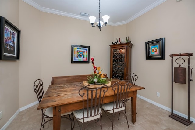 1062 Eagles Flight Way, North Port, FL 34287 - dining space with a chandelier, crown molding, and baseboards
