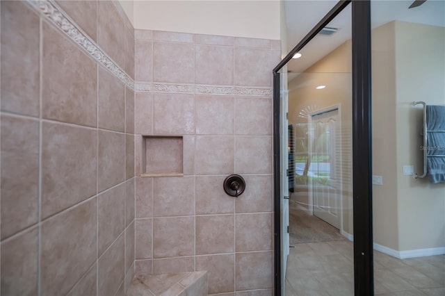 1062 Eagles Flight Way, North Port, FL 34287 - bathroom with tiled shower, recessed lighting, and baseboards