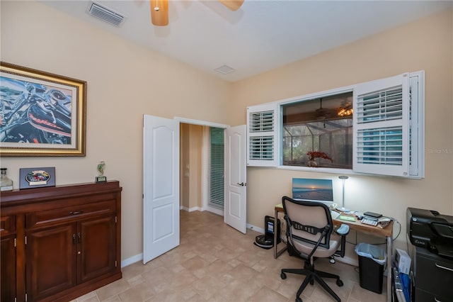 1062 Eagles Flight Way, North Port, FL 34287 - home office featuring a ceiling fan and baseboards