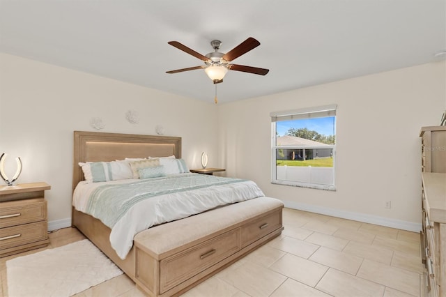 3138 Darius Ave, North Port, FL 34288 - bedroom featuring baseboards, ceiling fan, and light tile patterned floors