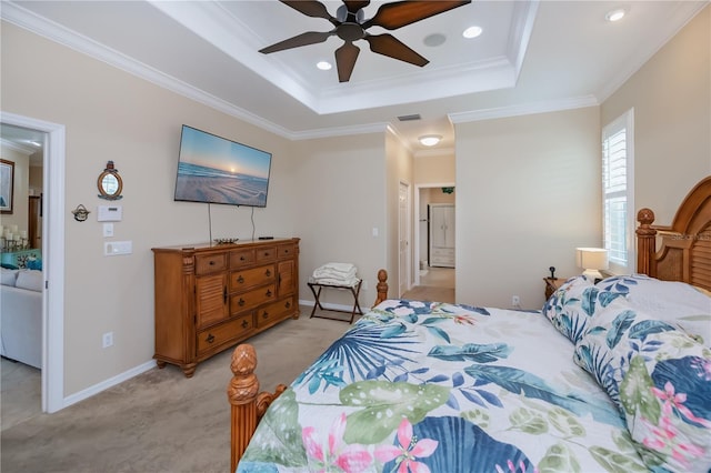 2387 Nuremberg Blvd, Punta Gorda, FL 33983 - bedroom featuring light colored carpet, crown molding, a raised ceiling, recessed lighting, and baseboards