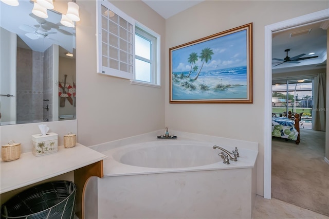 2387 Nuremberg Blvd, Punta Gorda, FL 33983 - full bathroom with a bath, ceiling fan, and a chandelier