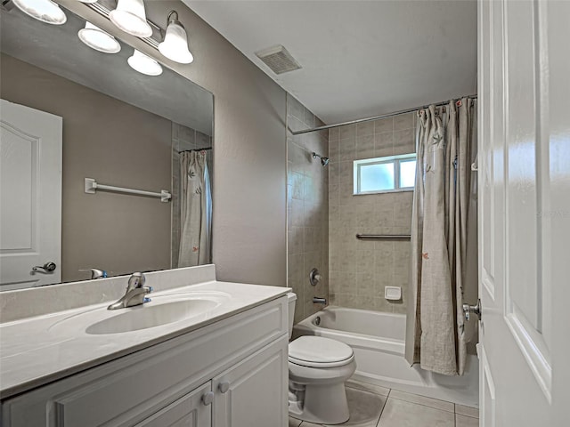 4609 Jaslo Ave, North Port, FL 34286 - bathroom featuring vanity, tile patterned flooring, shower / tub combo with curtain, and toilet