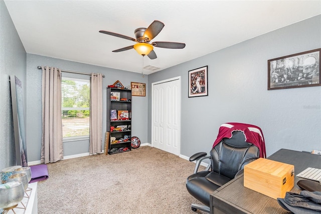 1444 Frisco Ter, Port Charlotte, FL 33953 - carpeted office featuring ceiling fan and baseboards