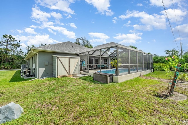1444 Frisco Ter, Port Charlotte, FL 33953 - back of property with an outdoor pool, a yard, and a lanai
