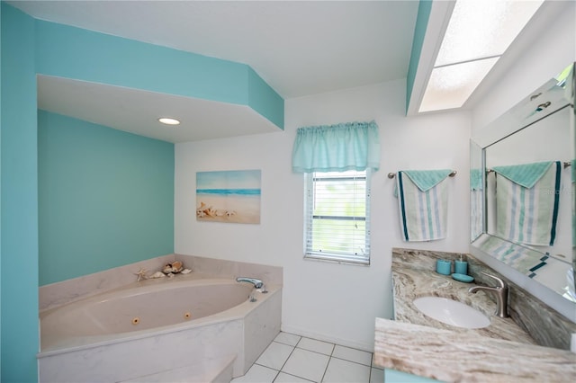 1 Sportsman Cir, Rotonda West, FL 33947 - full bath with vanity, a tub with jets, and tile patterned floors