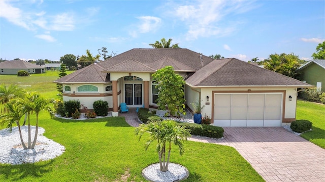 1499 Nuremberg Blvd, Punta Gorda, FL 33983 - view of front of house featuring decorative driveway, a garage, a front lawn, and stucco siding